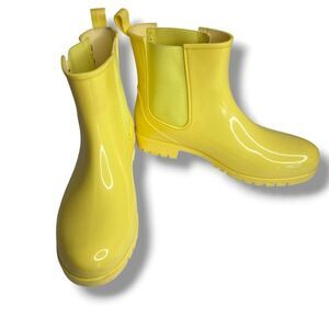 Planone Chelsea Style Yellow Rain Ankle Boot Women US 10 EU 41 Anti Slip Garden